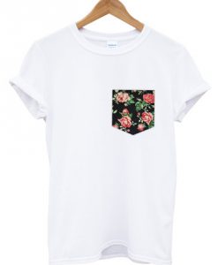 Roses pocket print white t-shirt