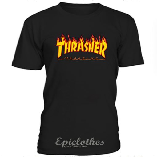 black thrasher flame logo t-shirt - epiclothes