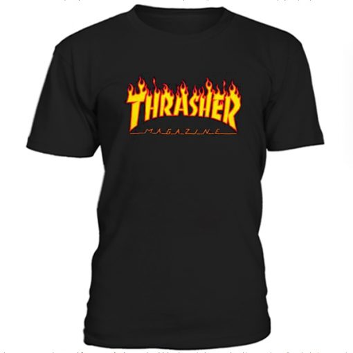 thrasher flame logo black t-shirt