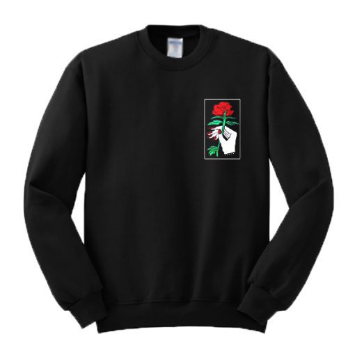 Hand Holding a Rose Printed Sweatshirt