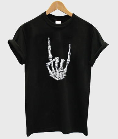 skeleton rock hand shirt