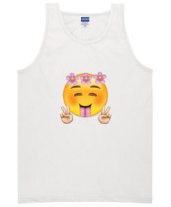 Floral Happy Face Crop Tank Top