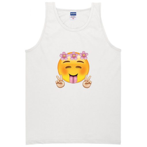 Floral Happy Face Crop Tank Top