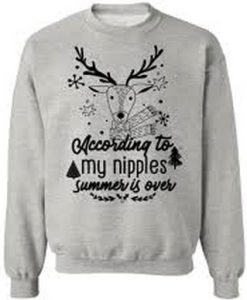 according to my nipples summer is over Sweatshirt