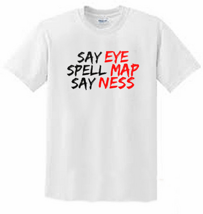 say eye spell map say ness shirt