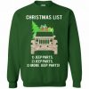 Christmas List Jeep Parts Jeep Parts Sweatshirt