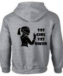 Yes Girl yes biker hoodie Back