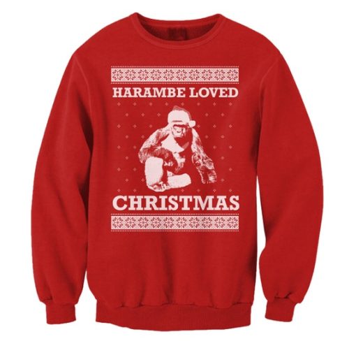 Harambe Loved Christmas RIP Cincinnati Zoo sweatshirt